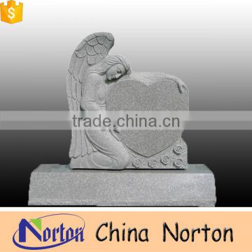 China shanxi black granite weeping angel monuments heart shape headstone tombstone NTGT-048L