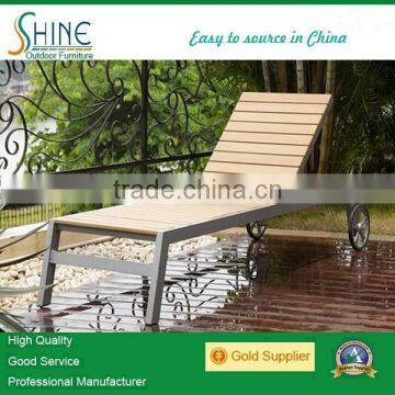 Foldable outdoor teak pool chaise lounge