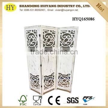 Antique look engraved room divider decorative wood screen