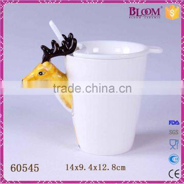 Home Drinkware White Custom Ceramic Mug With Lid photo-3