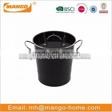 Black Painting Galvanized Steel Metal Storage Ice Bucket With Scoop With Lid photo-4