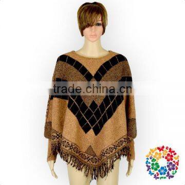 Tight Cuff Dolman Sleeve Sweater Shirts Brown Top Ladies Shawl