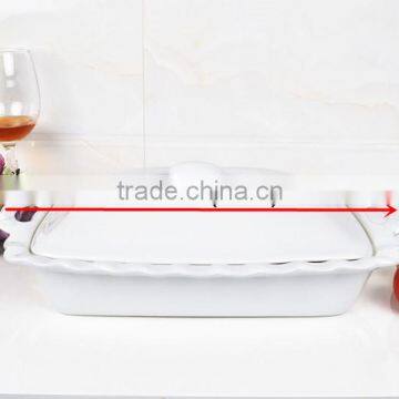 15.5" Square White Ceramic Bakeware With Lid photo-3