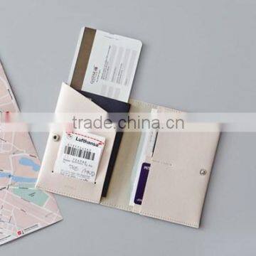 Personalize Cream Travel wallet of Leather Passport Holder with Debossed Logo