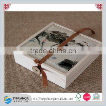 new design plain painting wooden tea box wooden gift box