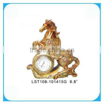 Home Decorative Resin Horse Figurine With Clock