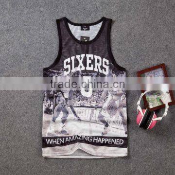 all over sublimation printed mens tank top