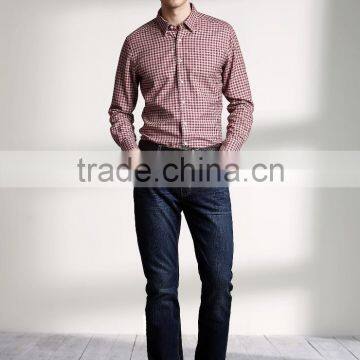 New Design Small Checked Blends Cotton Men Shirt SL0069 photo-2