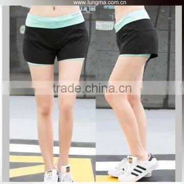 9208 Polyester Spandex Yoga Compress Pants Athletic Workout Shorts Women Gym Wear