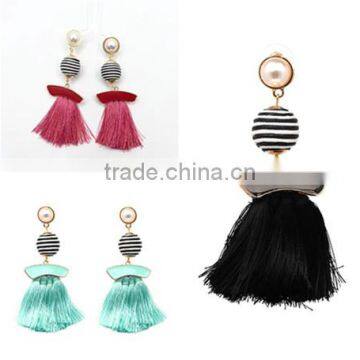 Bohemian Jewelry Big Ball Gems With Tassel Dangle Earrings photo-2