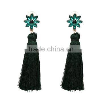 Bohemian Jewelry Rhinestone Gems With Long Colorful Tassel Charms Earrings for Women photo-4