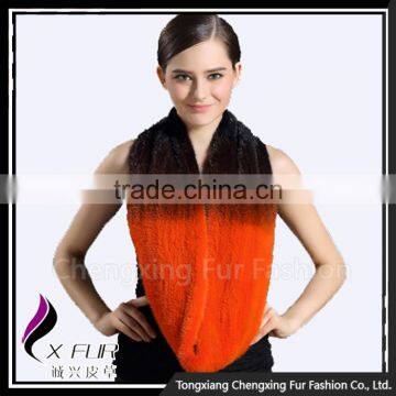 CX-S-158Q Ladies Vintage Exquisite Finest Quality Knitted Mink Fur Neckwarmer Handmade Mink Fur Scarf photo-5