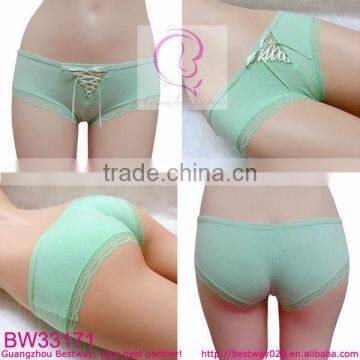Soft cotton ladies underwear with satin ribbon