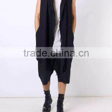 Unique Designer Mens Vest Extended 2016 Spring Streetwear fashion Men's Vest with Hood