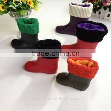 High Quality Winter Fleece Rain Boot Socks With Knit Cuff photo-6