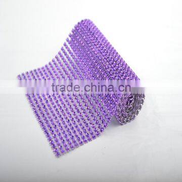 10Yard MOQ Hot Pink 24 Rows Plastic Rhinestone Mesh For Wedding photo-6