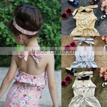 Wholesale Sling Design Baby Jumpsuit Girl Floral Romper Newborn Baby Clothes photo-3