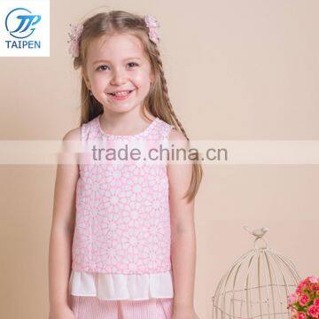 2017 New Arrival Latest Design Flowers Printed Girls Fancy Top