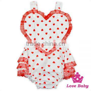 Valentine's Day Baby Romper Bottom Ruffle Halter Lace Toddler Girl Infant Jumpsuit