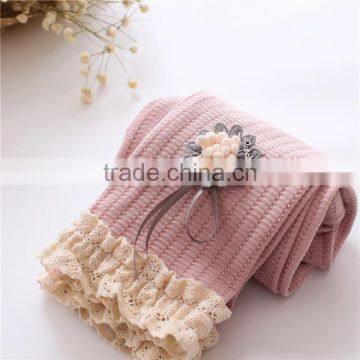 S32832W 2017 Spring Flower Girl Pants Baby Girls Leggings Kids Cotton Lace Bowknot Trousers photo-2