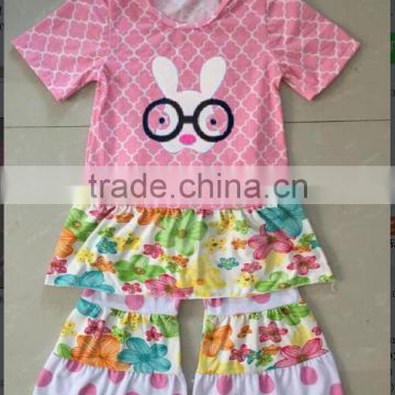 love baby garment Easter rabbit ruffle pants outfit Girls Easter Bunny Summer Outfit Set, Baby girl suit bamboo fiber bunny suit