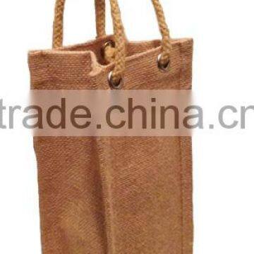 Eco-Friendly Single Wine Bottle Jute Bag - Made From Organic Jute, Features Rope Handles and Comes With Your Logo. photo-3