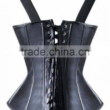 Instyles New Corset Overbust Hlater Sweetheart Top Straps Soft Faux Leather Steampunk photo-3