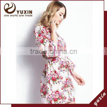 sleeping robe for women Floral Pattern Wedding Bride cotton Robe FR0026