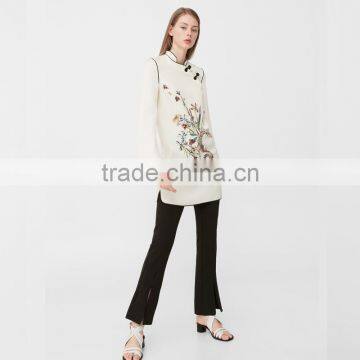 Mandarin Collar Vintage Clothing Oriental Long Sleeve Top for Women photo-3