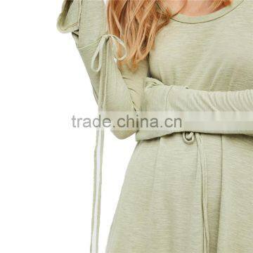 2017 OEM Women Seaside Style Vented Long Sleeve Blouse Dress photo-3