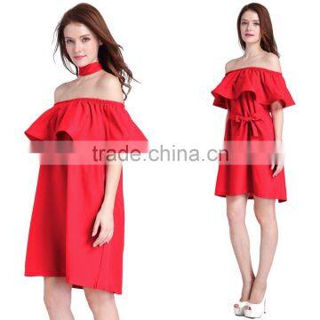 New Fashion Off-shoulder Ruffled Neckline Dress Body Con Party Dress For Wholesale 2017 photo-4