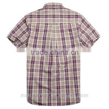 2017 Blouse Short Sleeve Shirt for Men Boys Fancy Shirts Gingham Pattern photo-2