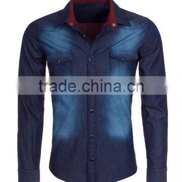 great washed brand quality 100% cotton denim men shirt