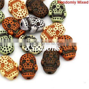 Mixed Halloween Skull Acrylic Spacer Beads 20x15mm