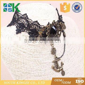 Lace Jewelry Europe and the United States Retro Black Lace Necklace Anchor Shape Women 's False Collar photo-2