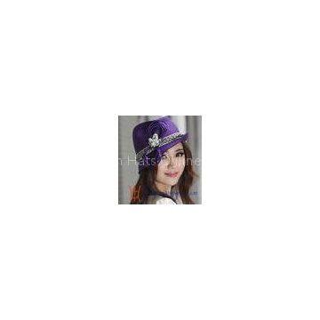 Purple / Dark Grey Wedding Fabric Twist Womens Church Hats with Small Bow