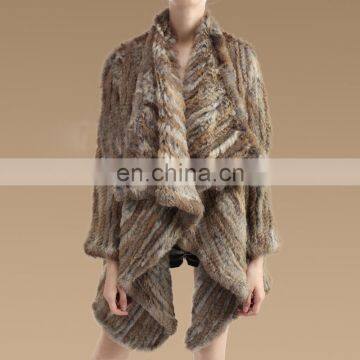 Classical pattern women fashion fur overcoat genuine rabbit fur