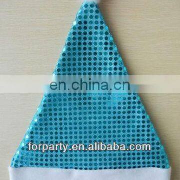 CHN-0136 Blue sequin christmas santa hat