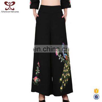 2017 Spring Wholesale Chinese Ethnic Embroidery Baggy Harem Pants