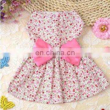 Fashion Beautiful Pink Blue Flower Bowknot Pet Puppy Apparel Small Dog Cat Clothes Wedding Dress Summer Dress S-XL photo-4