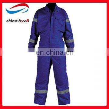 blue cotton coverall with reflective tape,safety protective coverall