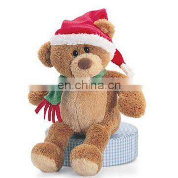 Wearing Red X'mas hat plush teddy bear for Christmas toys