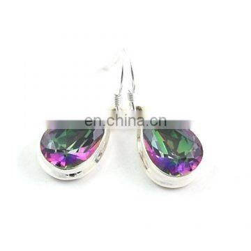 Exclusive designs silver earrings Mystic topaz silver earrings Tear drop silver earrings