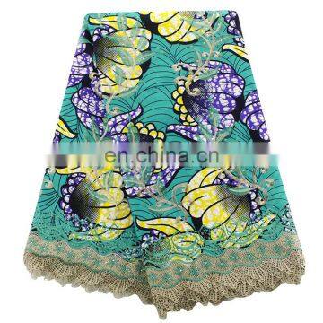 Nigeria New Fashionable Fabric Print Wax Mix Guipure Lace Fabric
