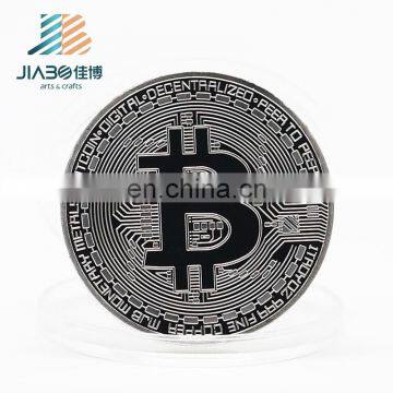 Cheap zinc alloy customized logos gold silver bronze plated bitcoin challenge coin with acrylic box