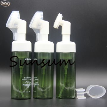 Empty Facial Cleanser Plastic Bottle with Brush Pump