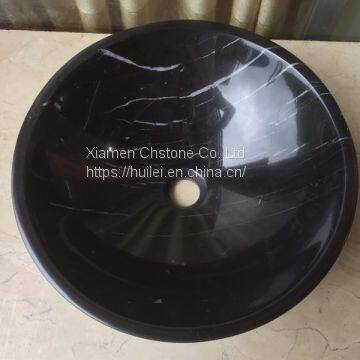 China Black Marble Sinks,Black Marqunia Marble Round Sinks, Marble Basins