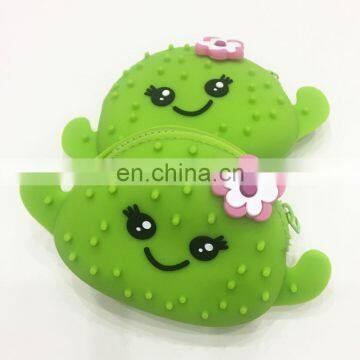 Kawaii Fox,cactus and Strawberry Shape Zipper Round Coin Bag Promotion Silicone Wallet Purse photo-2
