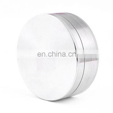 Silver Metal 100mm three-layer zinc alloy flat tobacco grinder cigar grinder