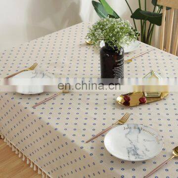 Plaid Decorative Linen Tablecloth With Tassel Waterproof Oilproof Thick Rectangular Wedding Dining Table Cover Tea Table Cloth photo-6